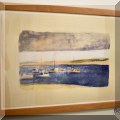 A09. ”Boats in Harbor with White Sky” Hand colored monotype by Wolf Kahn.  24”h x 34”w 